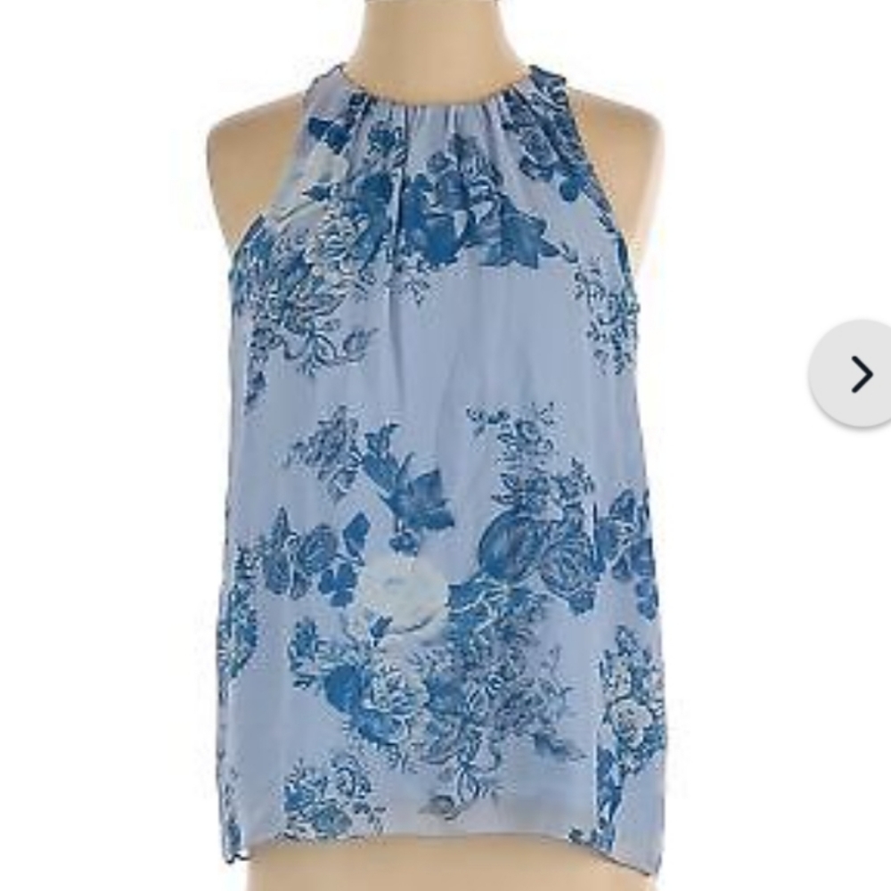 Vince Camuto Blouse Size S Crew Neck Pleated Floral Sleeveless NWT